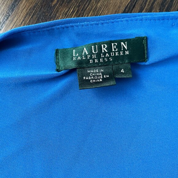 Ralph Lauren Cobalt Blue Draped Dress - Size 4 - Picture 3 of 3